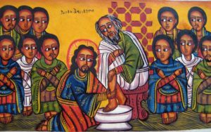 Ethiopian image of Jesus washing feet