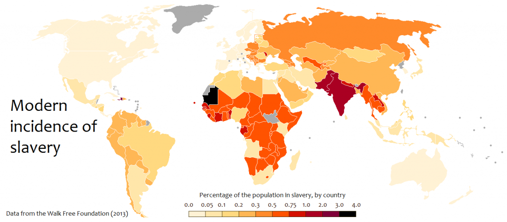 Map of Modern Slavery in the world